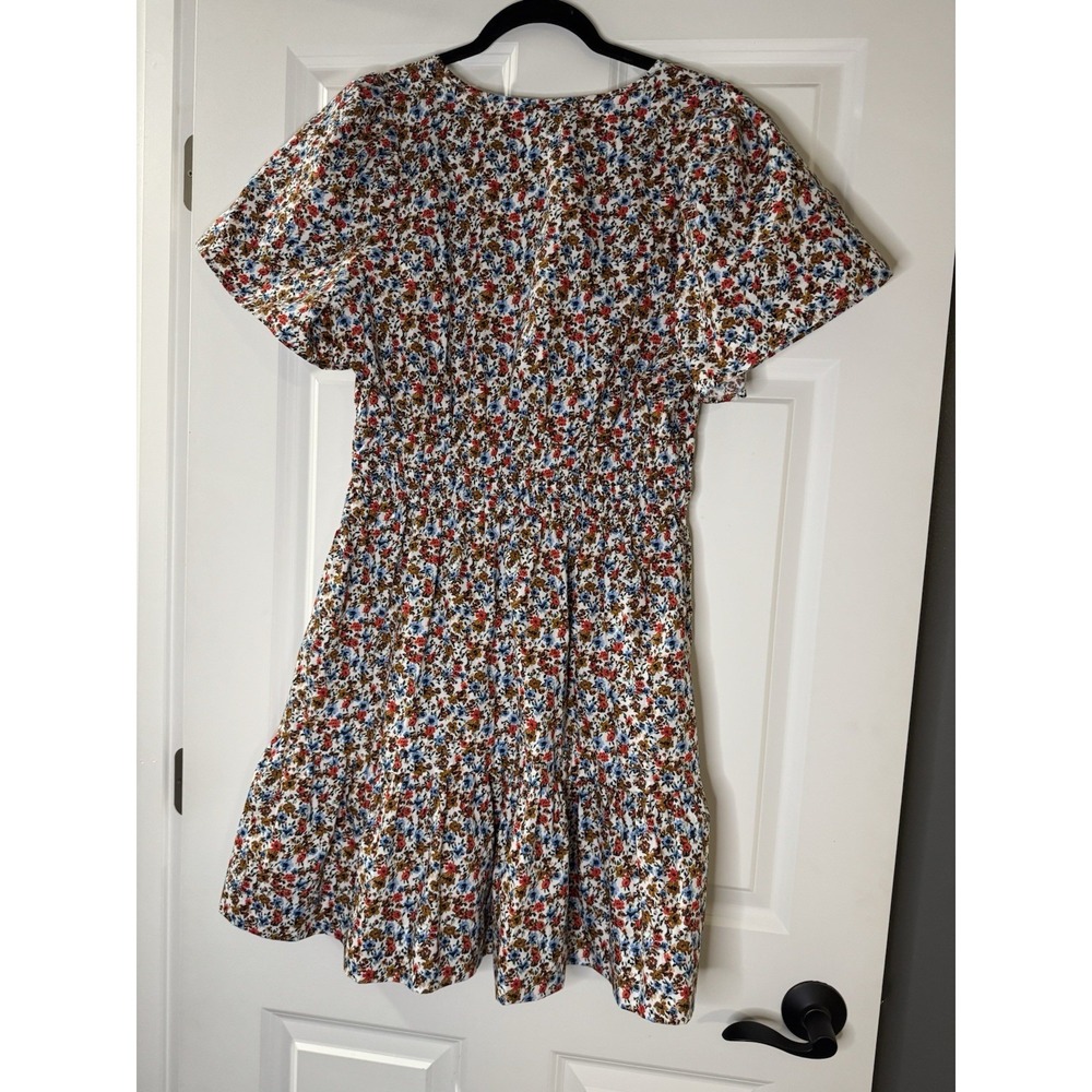 Anthropologie Somerset Mini Dress Flutter Sleeves Smocked Waist Floral Large NWT - Picture 2 of 2